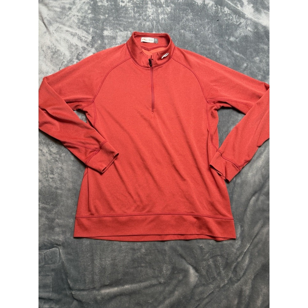 KJUS Sweater Men 50 Medium Orange Pullover Quarter 1/4 Zip Performance Golf